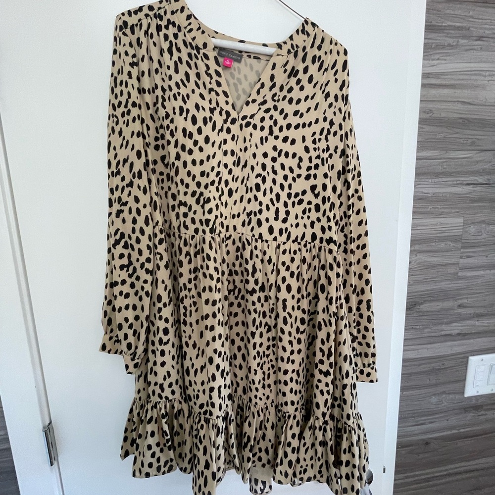 Vince Camuto Beige and Black Animal Print dress